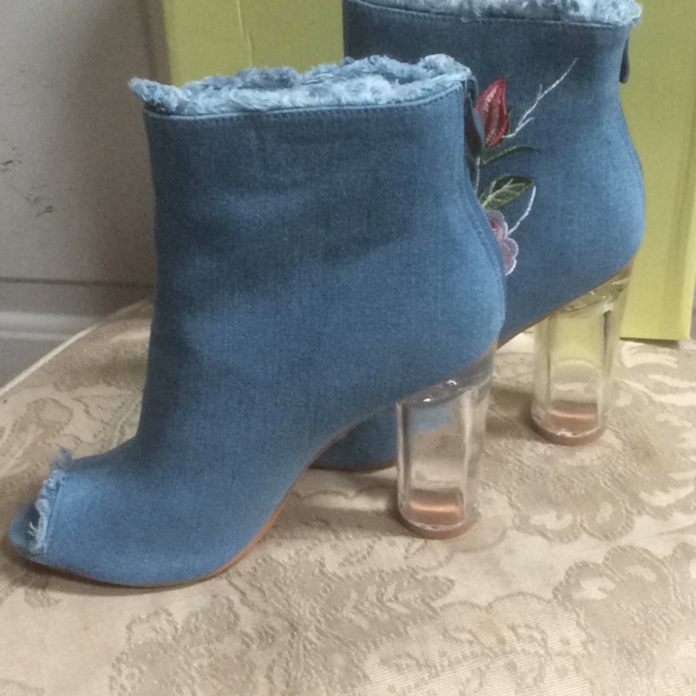 New Glaze open toe denim Chelsea boots Sz 9 - Picture 4 of 9